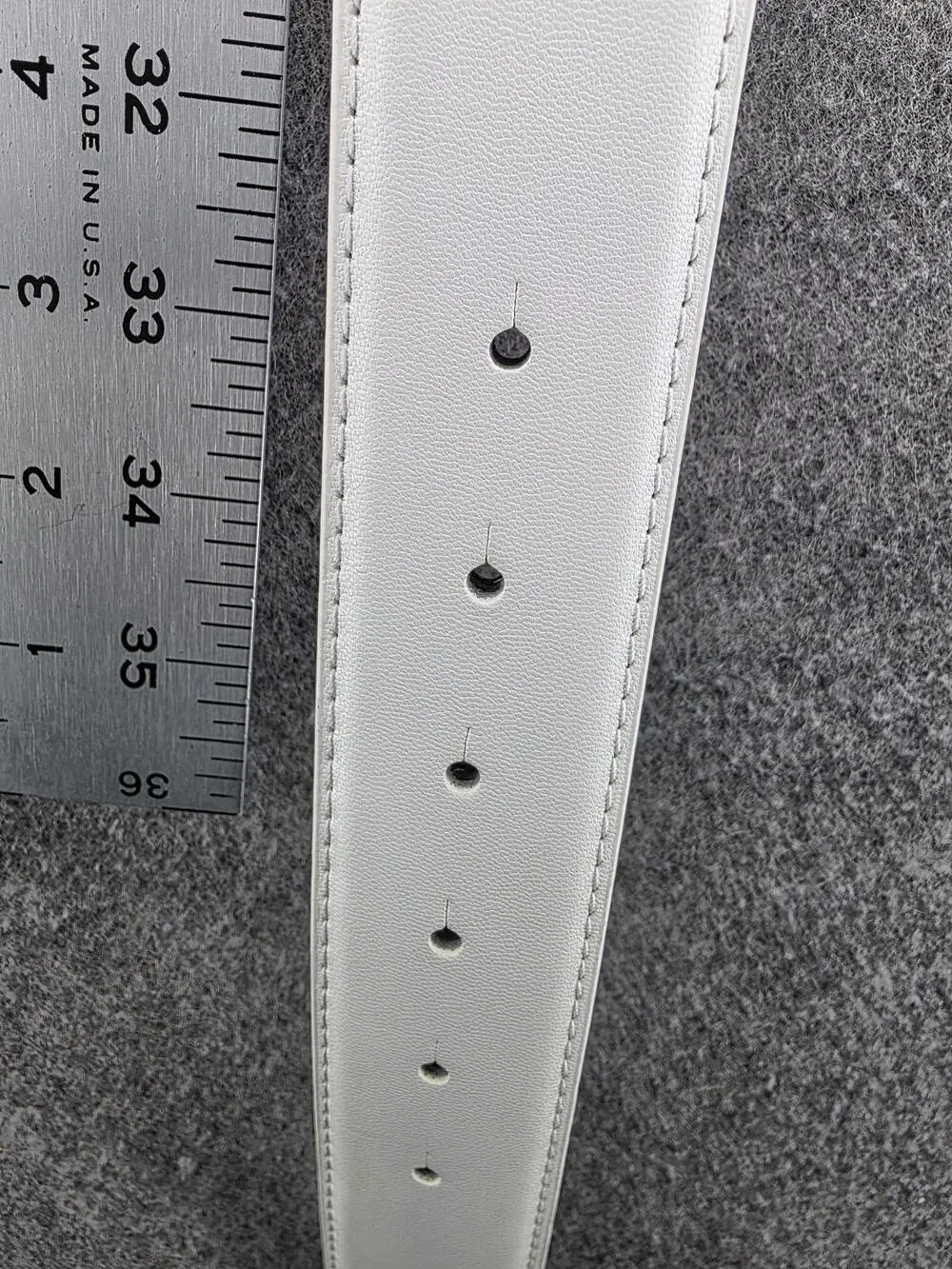 Druh Belt Mens 36 White Genuine Leather Golf Adjustable Logo Buckle Strap